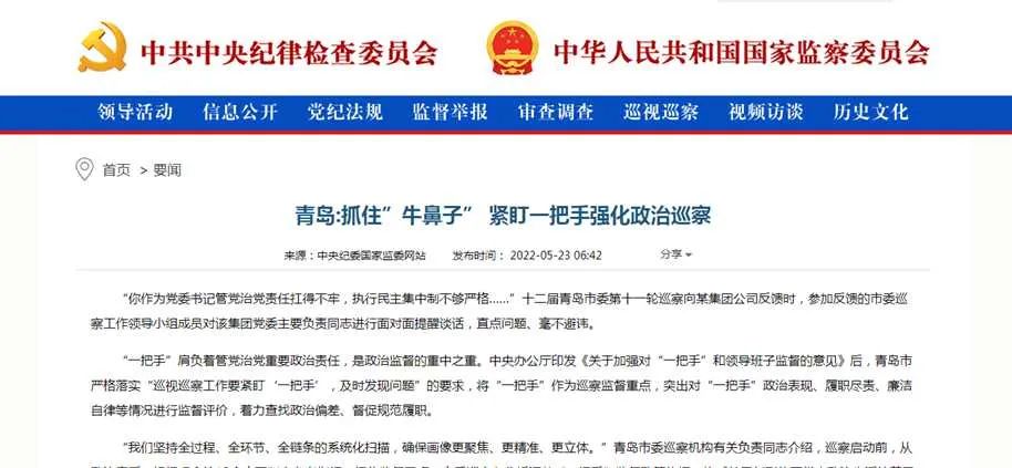 [封面照片][紀(jì)檢動(dòng)態(tài)]中央紀(jì)委國(guó)家監(jiān)委網(wǎng)站丨青島抓住牛鼻子 緊盯一把手強(qiáng)化政治巡察.jpg